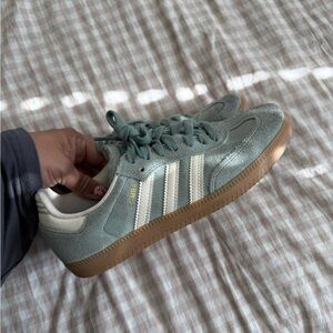Adidas Samba Mint Green Sneakers with Cream Stripes